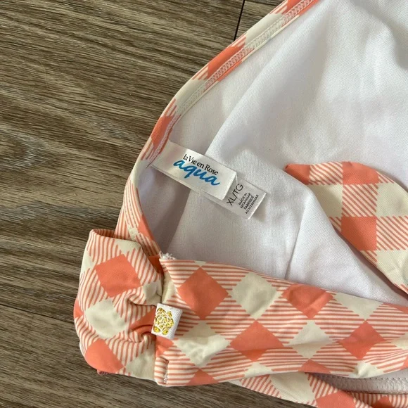 Orange Checkered Pattern Bikini - Picture 3 of 4